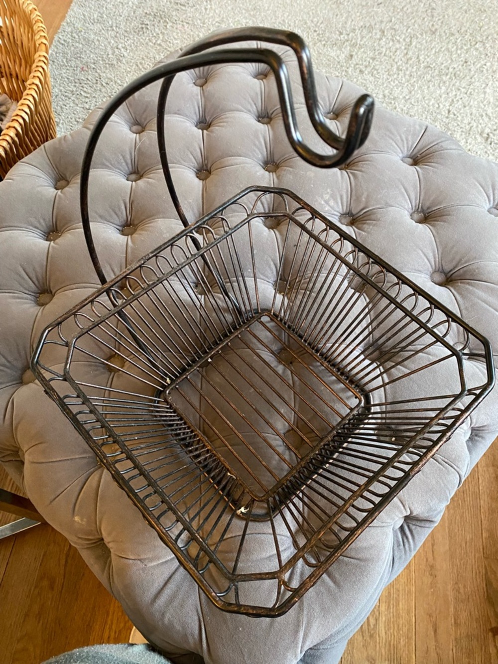 Rustic Metal Basket (hook for bananas)- Brown